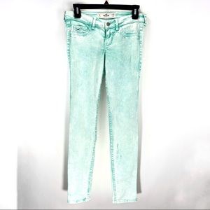 Hollister Aqua Mint Acid Wash Skinny Jeans Sz 3R